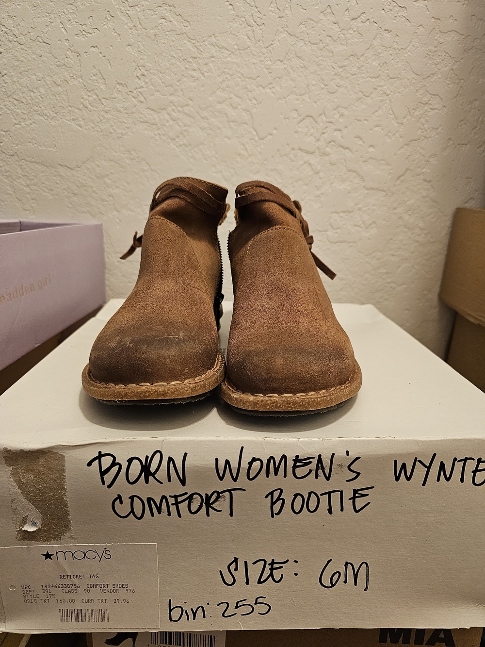 Born Women's Brown Suede Ankle Booties